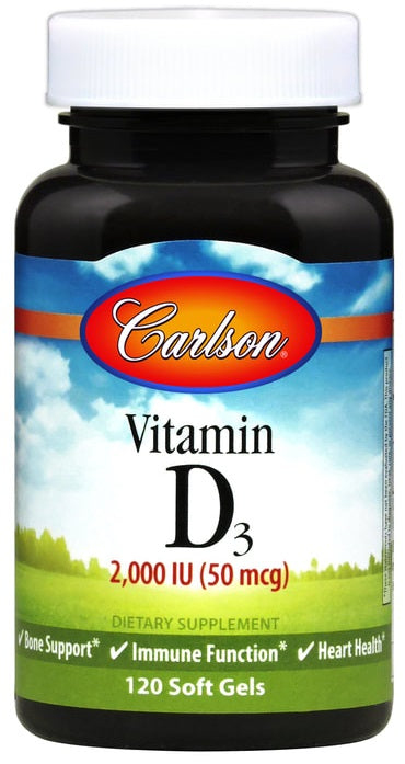 Carlson Labs Vitamin D3, 2000 IU - 120 softgels - Vitamins & Minerals at MySupplementShop by Carlson Labs