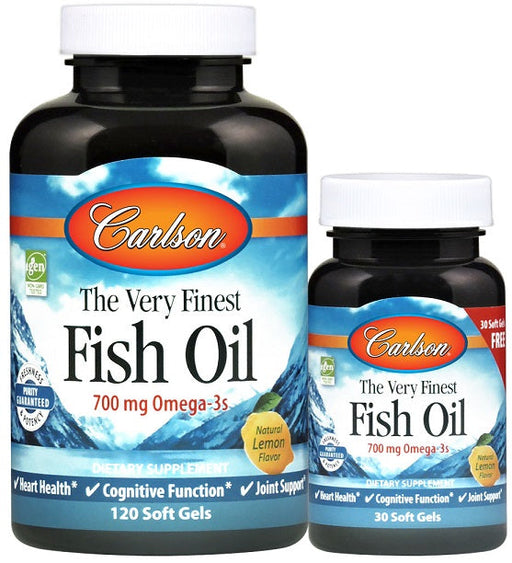 Carlson Labs The Very Finest Fish Oil - 700mg Omega-3s, Natural Orange - 120 + 30 softgels - Fish Oils at MySupplementShop by Carlson Labs