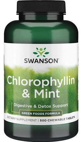 Swanson Chlorophyllin & Mint - 500 chewable tablets - Sports Supplements at MySupplementShop by Swanson