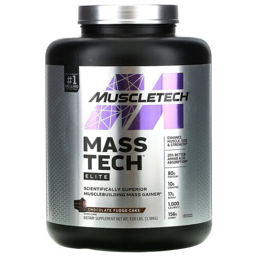 MuscleTech Mass-Tech Elite, Chocolate Fudge Cake - 3180 grams - Default Title - Weight Gainers & Carbs at MySupplementShop by Muscletech