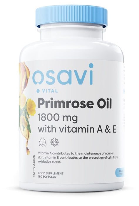 Osavi Primrose Oil with Vitamin A & E, 1800mg - 180 softgels - Health and Wellbeing at MySupplementShop by Osavi