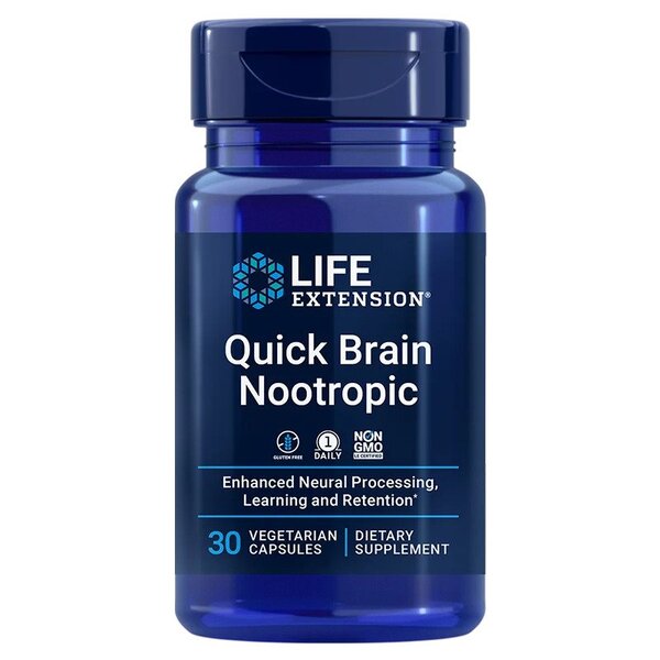 Life Extension Quick Brain Nootropic - 30 vcaps - Health and Wellbeing at MySupplementShop by Life Extension