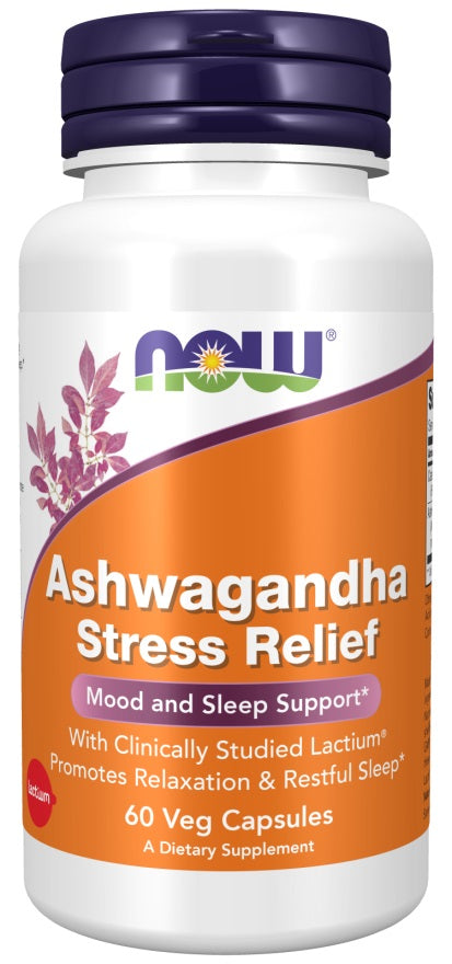 NOW Foods Ashwagandha Stress Relief  60 vcaps - Health and Wellbeing at MySupplementShop by NOW Foods